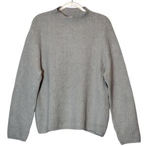 J.Crew Gray Mock Neck Rib Knit Relaxed Fit Oversized Sweater XL Cozy Long Sleeve